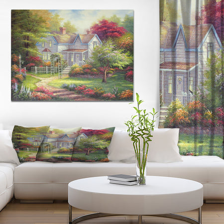 The Home in Oil Painting - Floral Painting Print on Wrapped Canvas