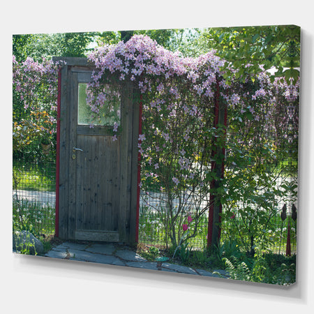 Door to garden - Floral Painting Print on Wrapped Canvas