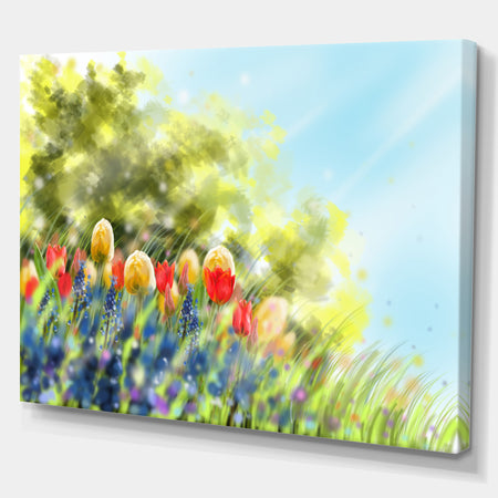 Spring Flower - Floral Contemporary on wrapped Canvas