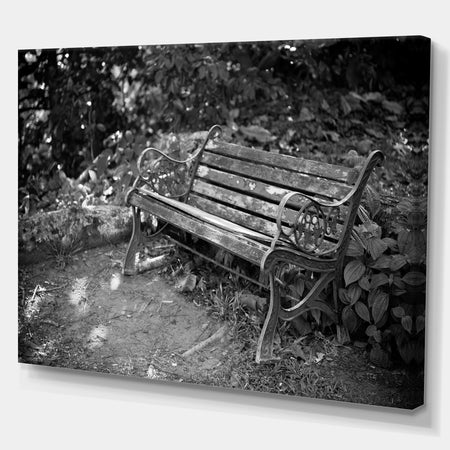 Old bench in a forest - Forest Contemporary on wrapped Canvas