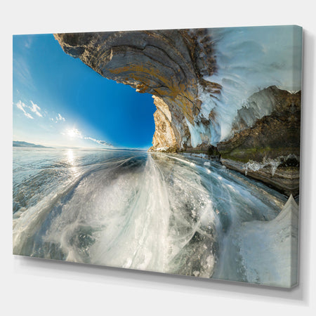 Ice grotto in rock on Olkhon Island - Landscapes photography on wrapped Canvas