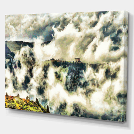 House Under the Clouds - Landscapes Painting Print on Wrapped Canvas