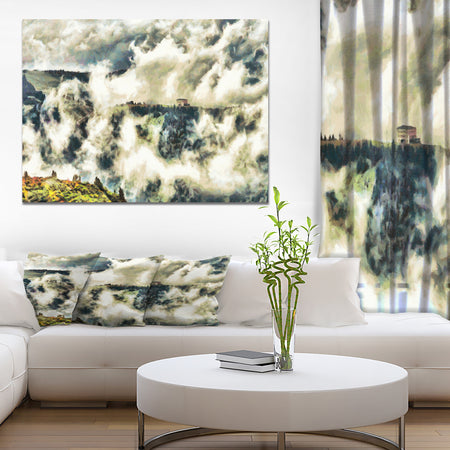 House Under the Clouds - Landscapes Painting Print on Wrapped Canvas