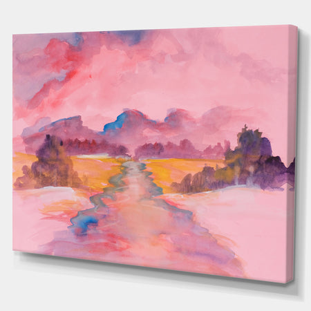 Abstrat Pink Fine Art - Landscapes Painting Print on Wrapped Canvas
