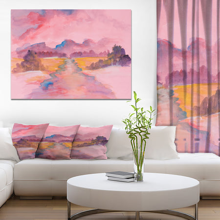 Abstrat Pink Fine Art - Landscapes Painting Print on Wrapped Canvas