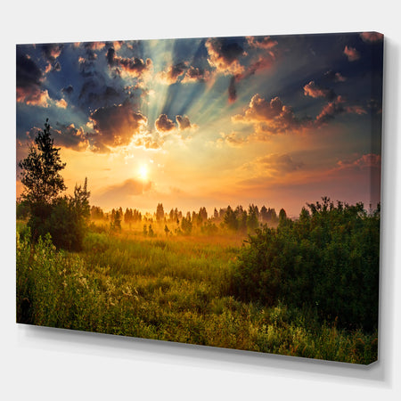 Dawn in a meadow - Landscapes Photography on wrapped Canvas
