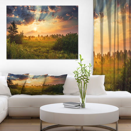 Dawn in a meadow - Landscapes Photography on wrapped Canvas