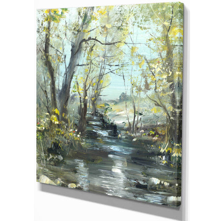 Creek - Landscapes Painting Print on Wrapped Canvas