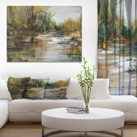 Reflection on the water - Landscapes Painting Print on Wrapped Canvas