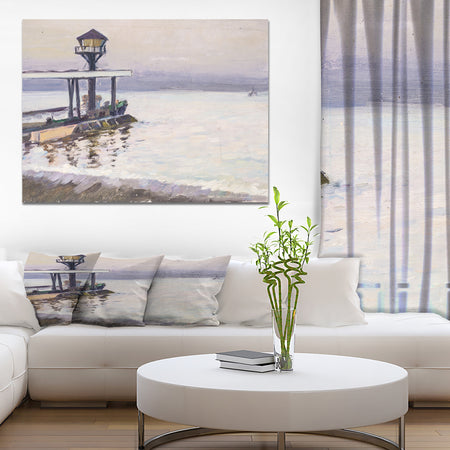 Big Lamp in White Landscape - Landscapes Painting Print on Wrapped Canvas