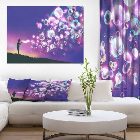 Man blowing Soap Bubbles - People Contemporary on wrapped canvas