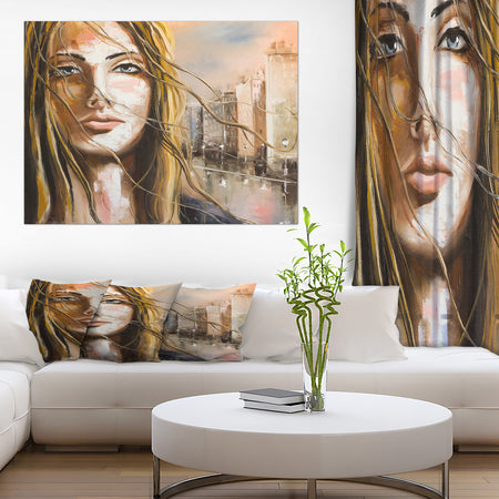 Woman Portrait I Want it All - Glamour Painting Print on Wrapped Canvas