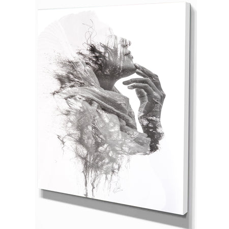 Woman in scarf - Glamour Painting Print on Wrapped Canvas