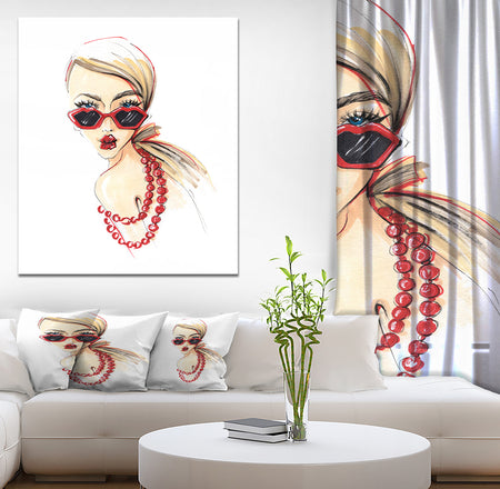 Beautiful girls send an air kiss - Glamour Painting Print on Wrapped Canvas