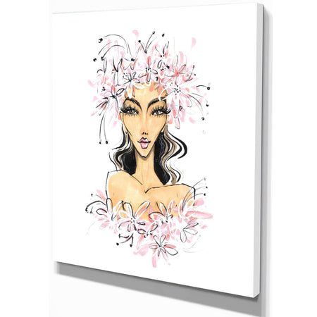 Young Girl in Flowers - Glamour Painting Print on Wrapped Canvas
