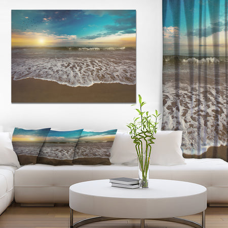 Beach sunset in Blue Sky - Sea & Shore Photography on wrapped Canvas