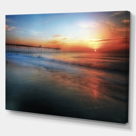 Sunrise by the pier - Sea & Shore Photography on wrapped Canvas