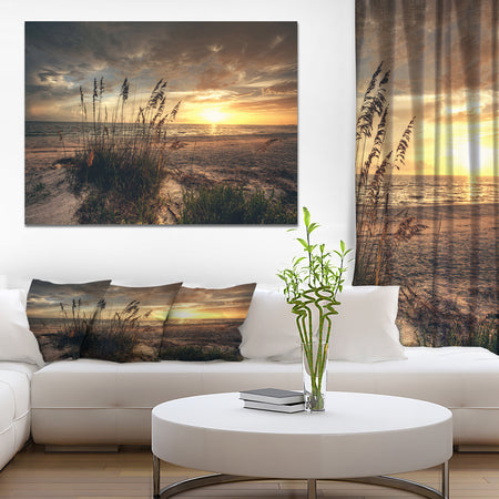 Grassy and beach sunset - Sea & Shore Photography on wrapped Canvas