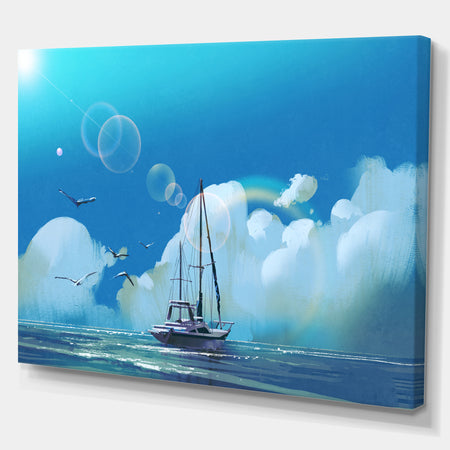 Sailboat Under Summer Sky - Art on wrapped Canvas