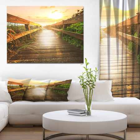 Boardwalk on beach - Landscapes Sea & Shore Photographic on wrapped Canvas