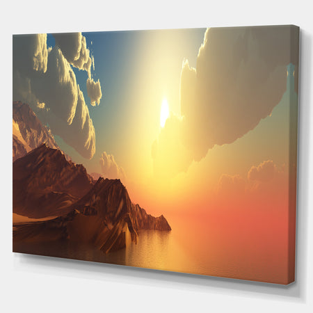 Panorama of Sea Sunset - Landscapes Sea & Shore Photographic on wrapped Canvas
