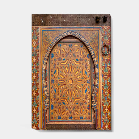 Ancient Door Painting Morroco - Vintage Gallery-wrapped Canvas