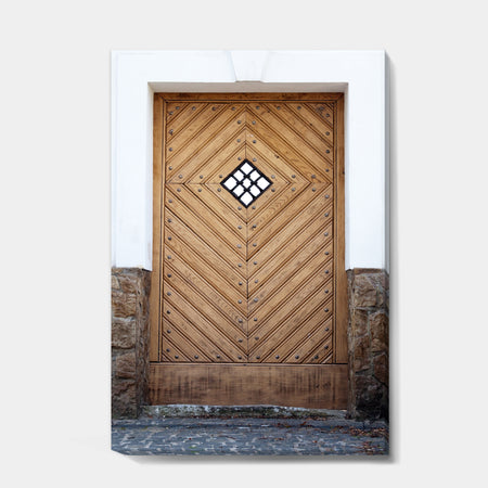 Ancient Woor With Diamond Window - Vintage Premium Canvas Wall Art