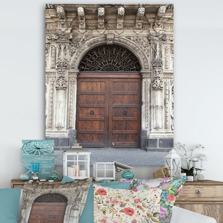 Old Door in Catania - Vintage Gallery-wrapped Canvas