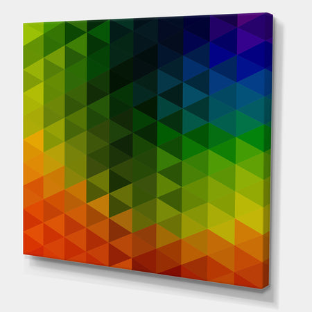 Triangular Geometry in Orange , Green and Blue - Modern & Contemporary Gallery-wrapped Canvas