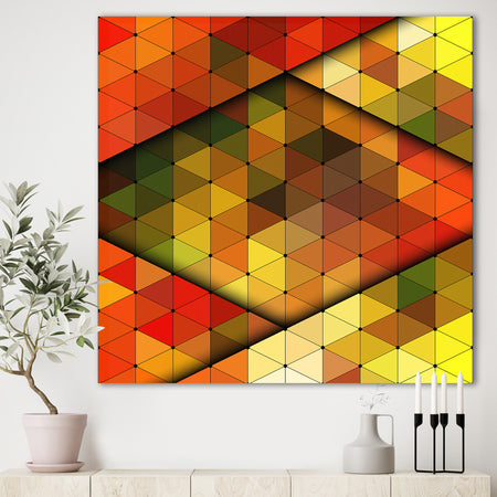 Diamond Shaped Geometry in Yellow, Red and Green - Modern & Contemporary Canvas Artwork