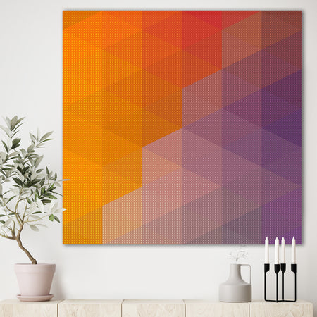 Dotted Triangular Geometry in Yellow and Purple - Modern & Contemporary Premium Canvas Wall Art