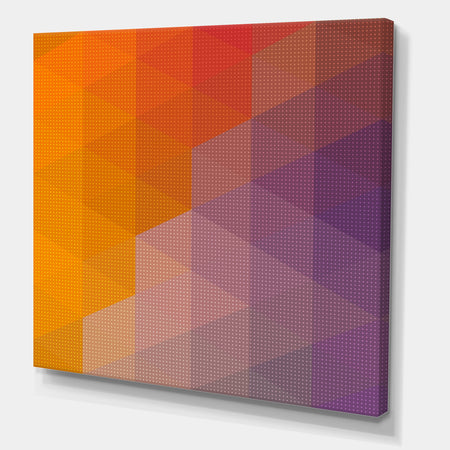 Dotted Triangular Geometry in Yellow and Purple - Modern & Contemporary Premium Canvas Wall Art