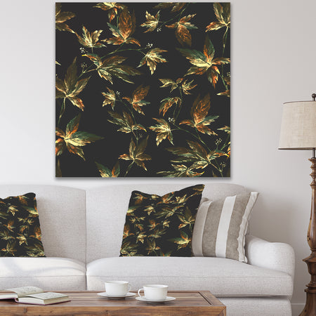 Brown and Green Autumn leaves - Vintage Gallery-wrapped Canvas