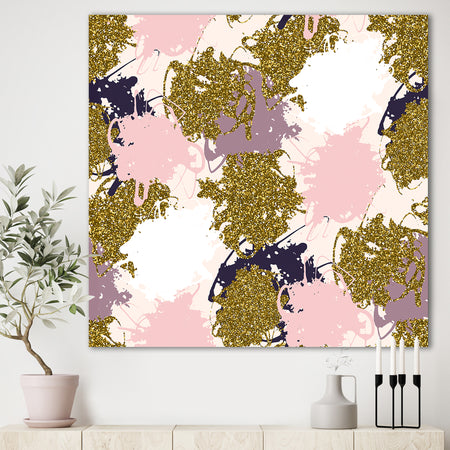Pink, Purple and Golden Glitter Stains - Modern & Contemporary Premium Canvas Wall Art