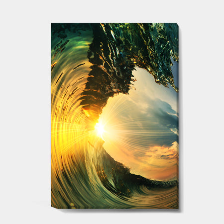 Colored Ocean Waves Falling Down VII - Modern Seashore Canvas Art
