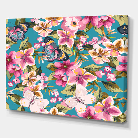 Butterfly with floral pattern - Cottage Canvas Wall Art