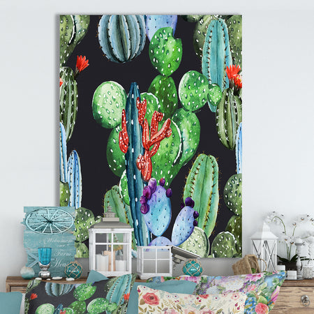 Watercolor cactus pattern - Cottage Canvas Wall Art