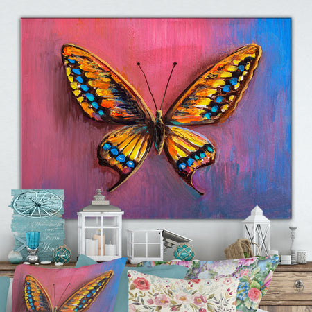 Oil painting , beautiful butterfly. - Cottage Canvas Wall Art