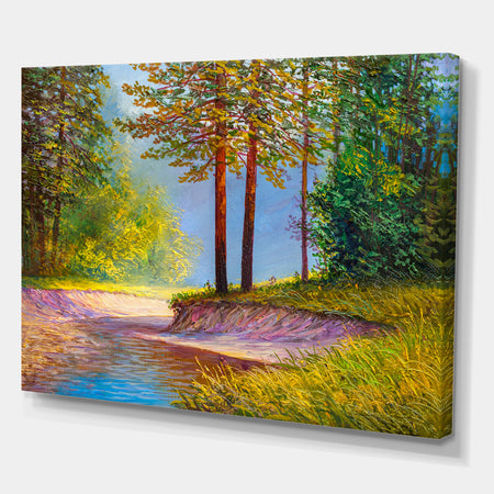 Oil painting landscape , beautiful river. - Cottage Canvas Wall Art