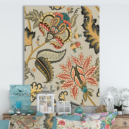 Vintage indian floral pattern - Cottage Canvas Wall Art