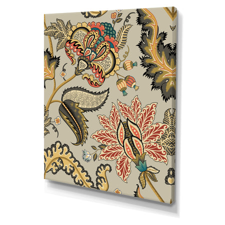 Vintage indian floral pattern - Cottage Canvas Wall Art