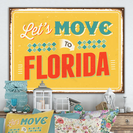 Vintage Florida sign - Cottage Canvas Wall Art