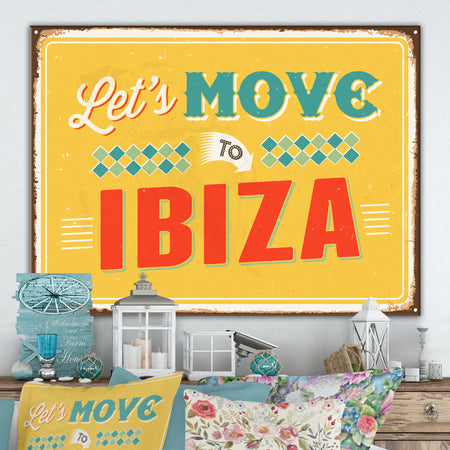 Vintage Ibiza sign - Cottage Canvas Wall Art