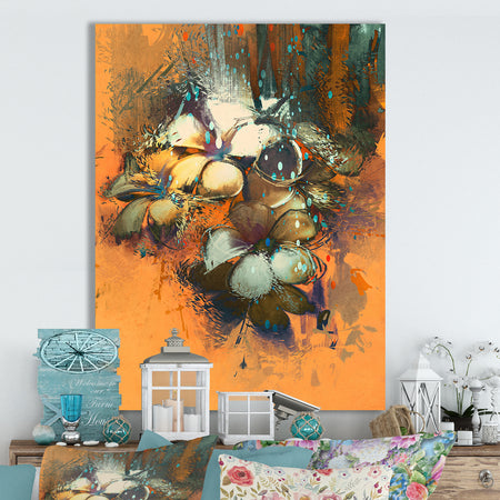 Beautiful abstract colorful flowers design - Cottage Canvas Wall Art
