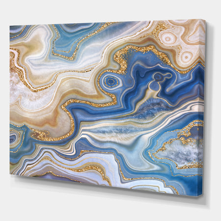 Ocean Blue Golden Jasper Agate II - Modern Canvas Wall Art Print