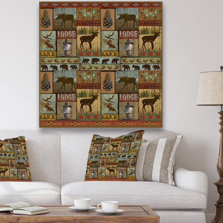 Patchwork Lodge and Cabin - Traditional Gallery-wrapped Canvas