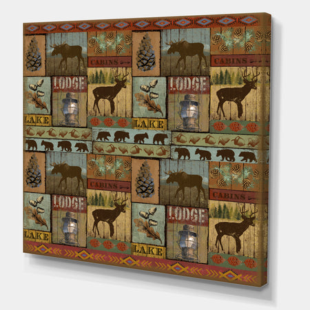 Patchwork Lodge and Cabin - Traditional Gallery-wrapped Canvas
