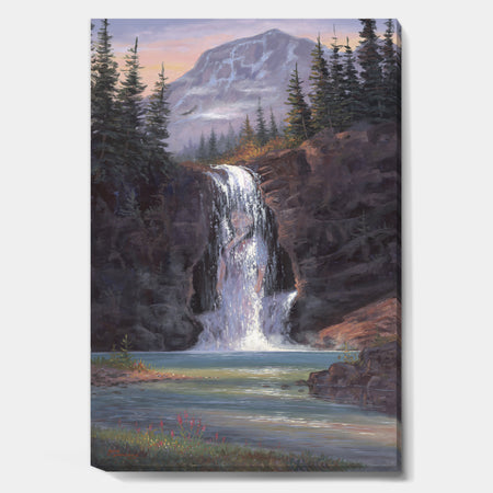 Waterfall Mountain Afternoon - Traditional Canvas Art Print