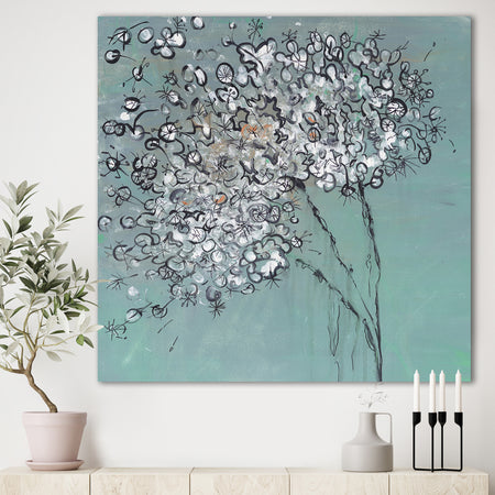 Teal Blossoming Dandelion - Modern & Contemporary Canvas Art Print