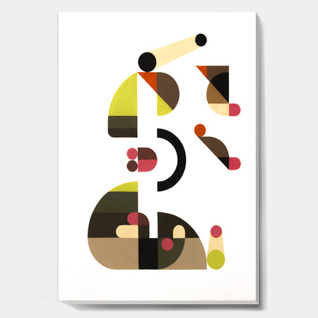 Circe Composition in Pink Green And Black II - Mid-Century Modern Premium Canvas Wall Art